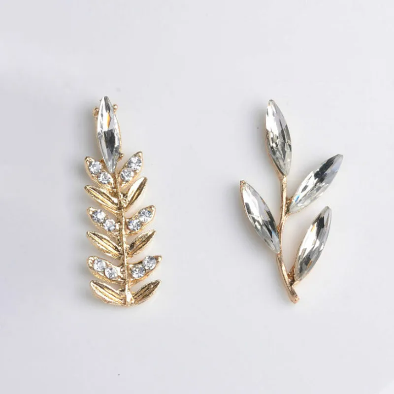 2019New 100Pcs Reed Bamboo Rhinestones Branch Leaves Button for DIY Hair Accessories and Wedding Bridal Decoration HZ417-HZ418