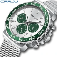 CRRJU-reloj analógico de cuarzo para hombre, accesorio de pulsera resistente al agua con cronógrafo japonés, complemento Masculino de marca de lujo con esfera luminosa, 2022