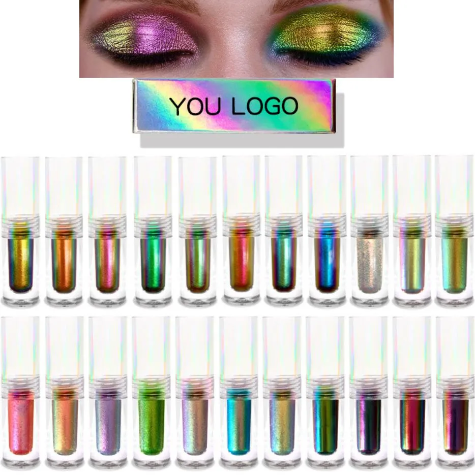 

50pcs Metallic Chameleon Eyeshadow Private Label Duochrome Pigment Satin Eye Shadow Multichrome Neon Liquid Eyeshadow Wholesale