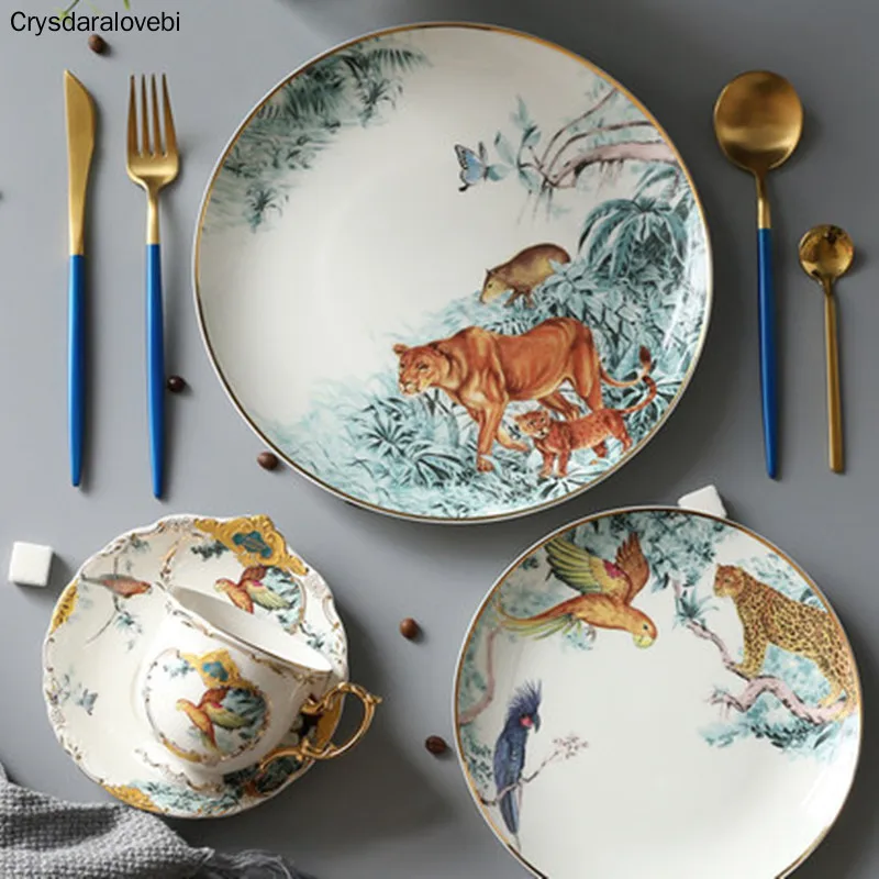 Ceramic Tableware Chinese Skeletal Animal Dessert Fruit Plate Home Porcelain Decoration