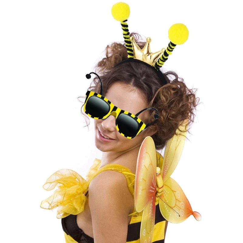 2022 neue Bumble Bee Cosplay Party Favors für Frauen Männer und Kinder Party Kostüm Cosplay Zubehör Biene Kopf Hoop Gläser set