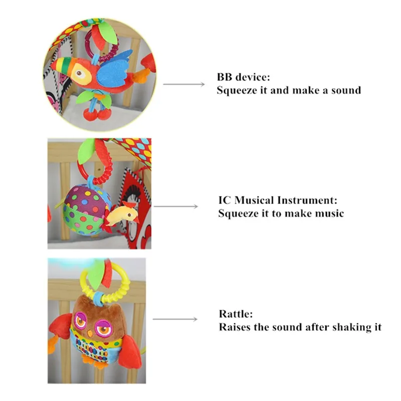 사랑스러운 아기 요람 좌석 침대 걸이식 장난감, 유아용 모바일 유모차, 부드러운 봉제 딸랑이 링 벨, 교육용 아기 장난감, L0267