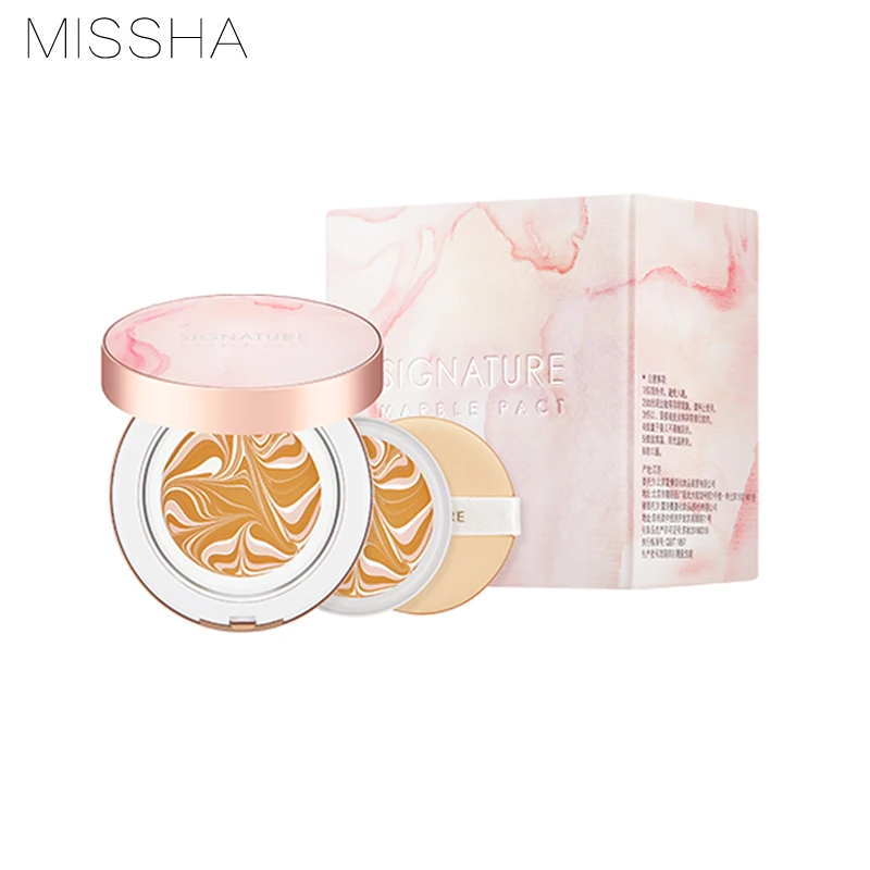 Missha Signature Marble Pact 15g + Refill 15g Moisturizing Air Cushion Oil Control Pores Invisible MakeUp Base Korea Cosmetics