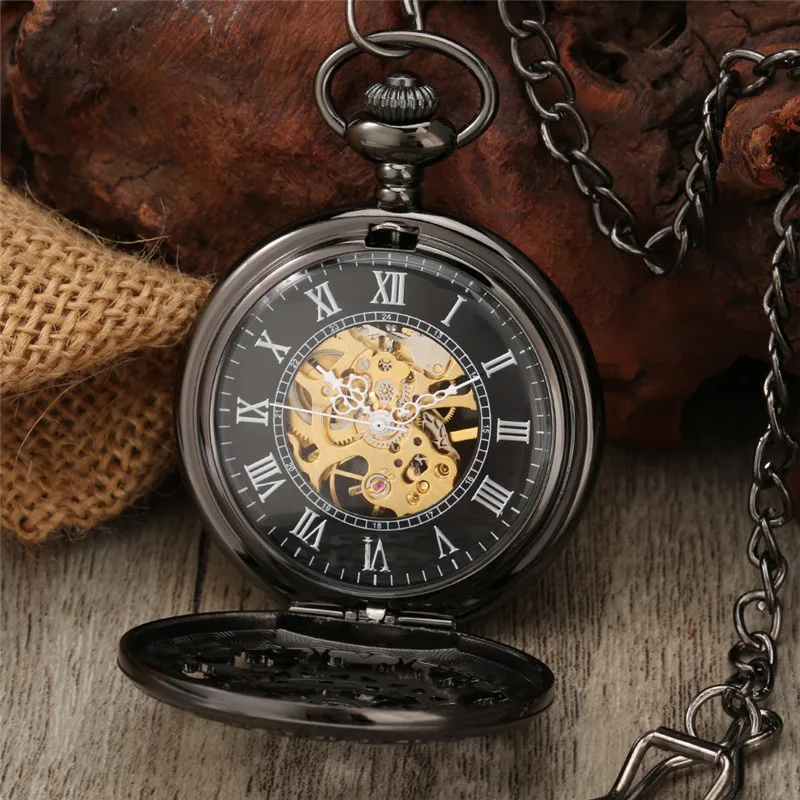 Antiek Holle Spinnenweb Handwikkeling Mechanisch Zakhorloge Luxe Romeinse Cijfers Display Fob Ketting Hanger Klok Cadeau