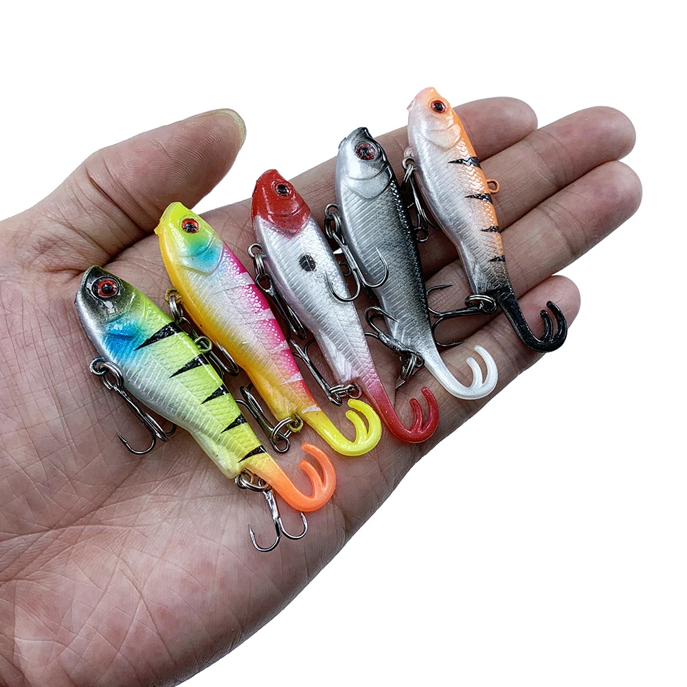 7cm 12.5g Soft Skin Swimbait Vib Ice Fishing Lure Wobbler Pesca artificial  Sink half hard bait Crank Vibration swing tail Jig
