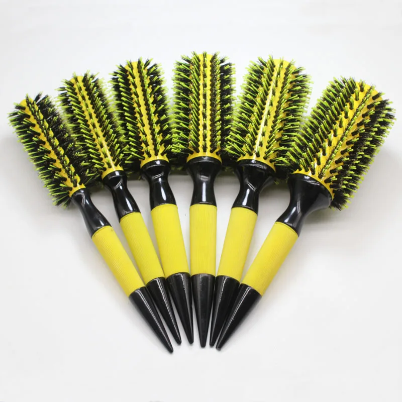 (6pcs/set) Hair Brush With Boar Bristle Mix Nylon Styling Tools Professional Round    Barber accessories