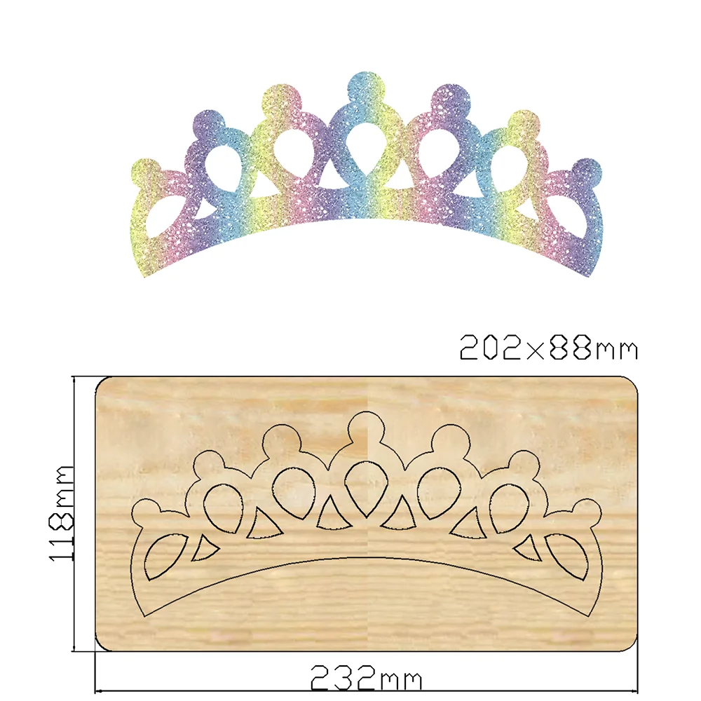 2022 New Arrival Happy Birthday Crown Hair Bands Cutting Dies Wood Mold For Girl Hoop Headband Wedding Prom Tiaras Cut Die