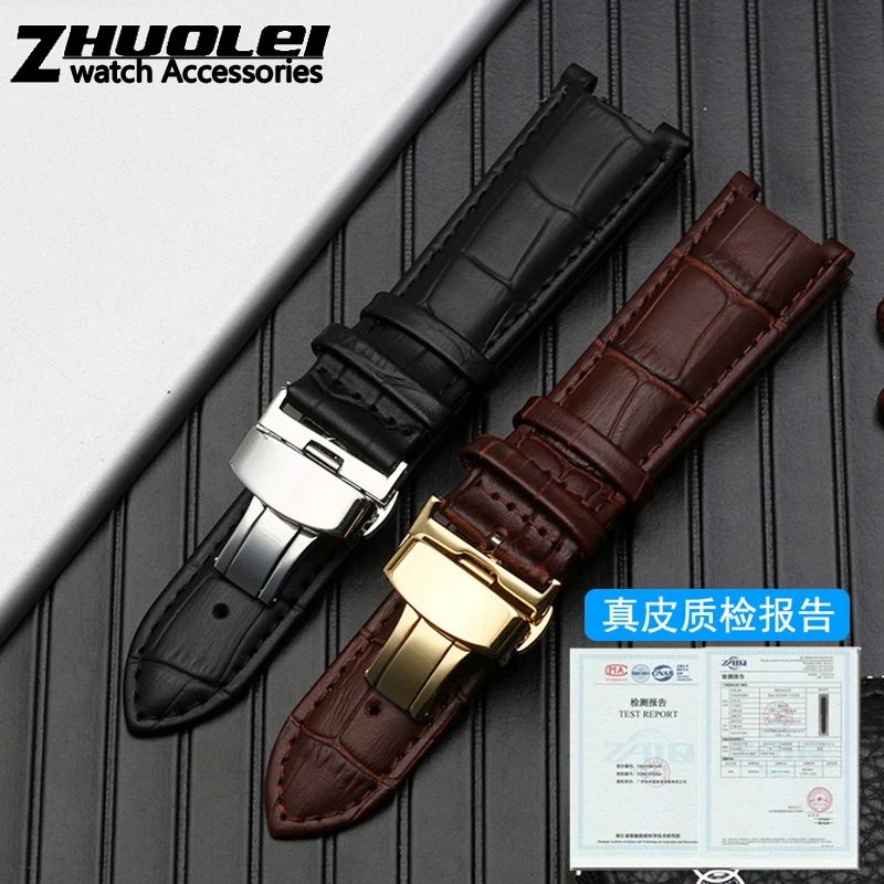 genuine leather watchband for GC wristband 22*13mm 20*11mm Notched strap withstainless steel  butterfly buckle