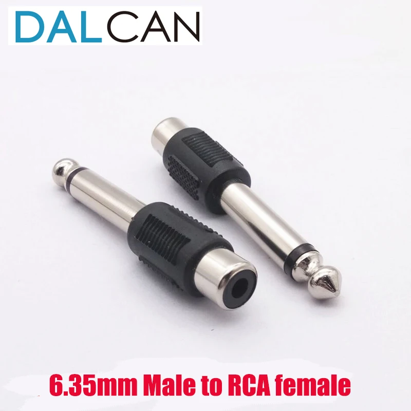 DALCAN 4pcs RCA/AV Female Jack to 6.35mm 1/4 Inch Male Mono Audio Adapters Connectors Plugs for DIY FM Microphone