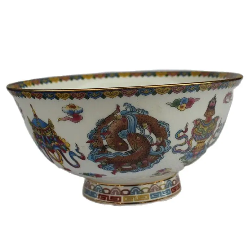 

Pastel Glaze Fish Grain Map Bowl,Chinese Old Porcelain Collection