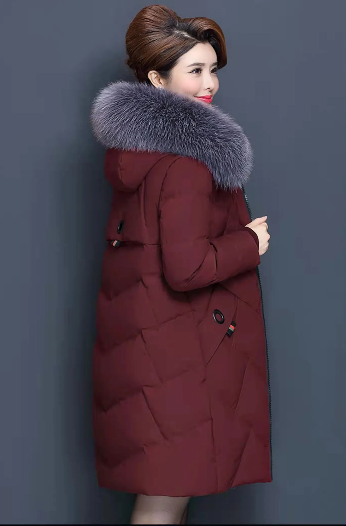 Fdfklak XL-5XL Unten Baumwolle Kleidung Jacke Große Pelz Kragen Einfarbig Große Größe Lose Winter Mantel Mit Kapuze Manteau Femme Hiver