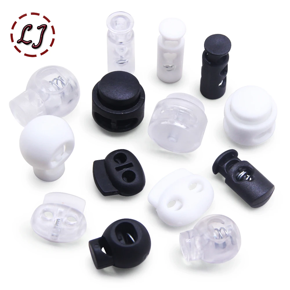 New 10pcs Cord Lock Plastic Stopper Cord Ends Toggles Clip Buckle Button White Frost Shoelace Sportswear DIY Bag Accessory New