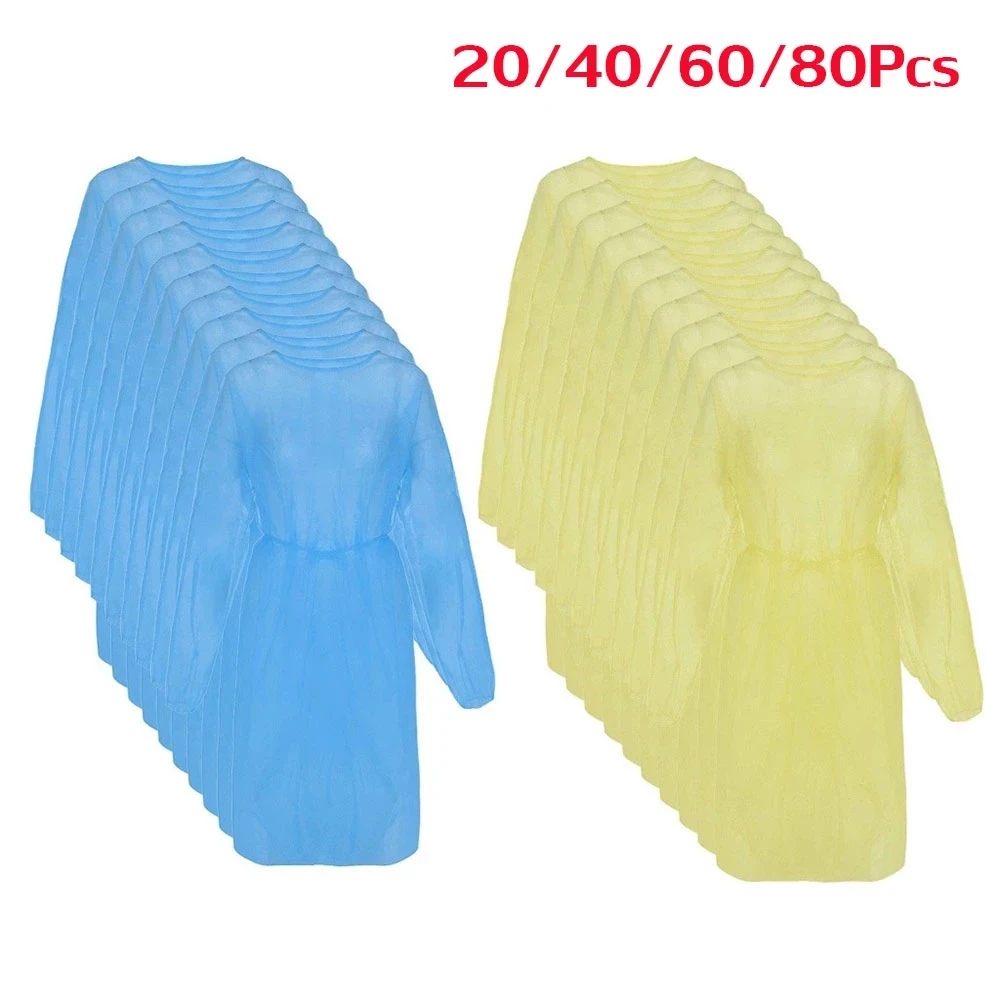 20/40/60/80PCS Disposable Protective Isolation Clothing Anti-Spitting Anti-Stain Nursing Gown Anti Dust Sanitary Safety Clothing