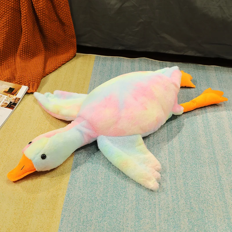 50-190cm Big Goose Plush Toy Kawaii  New Style Colorful Huge Duck Pillow Stuffed Animal Boba Goose Doll Birthday Gifts for Kids