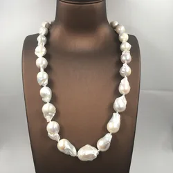 100% NATURE FRESHWATER Baroque PEARL NECKLACE in nature color, big baroque pearl .A + grade pearl good luster have flaw