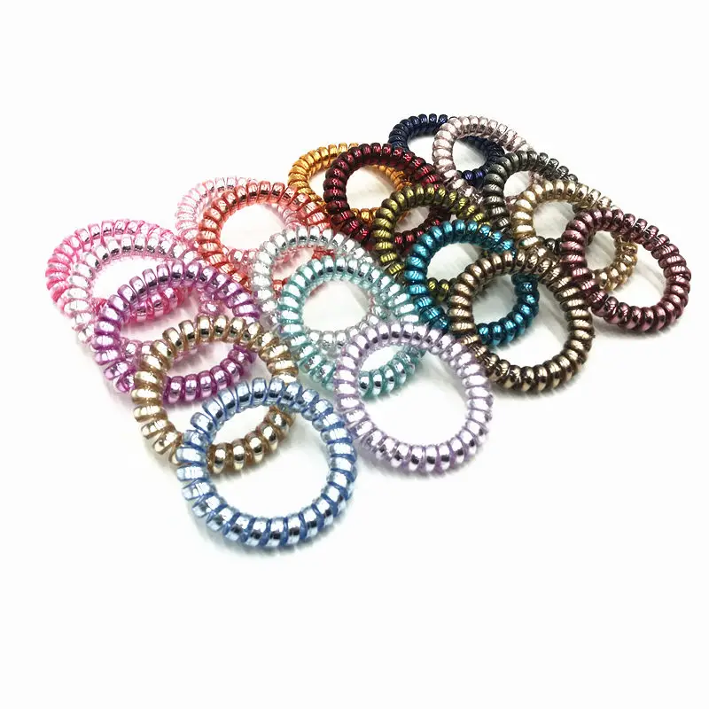 20pcs Metallic Telephone Wire Bands Girls Hair Ties Scrunchy Spring Rubber Band Gum Hair Accessories Hair Rubber Rope