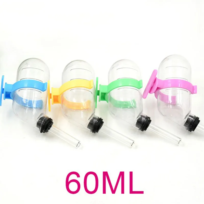 

Hamster Water Drinking Bottle Plastic Rat Pet Dispenser Cylindrical Feeder Cage Hanger Water Bottle Dispenser With Clip 60ml