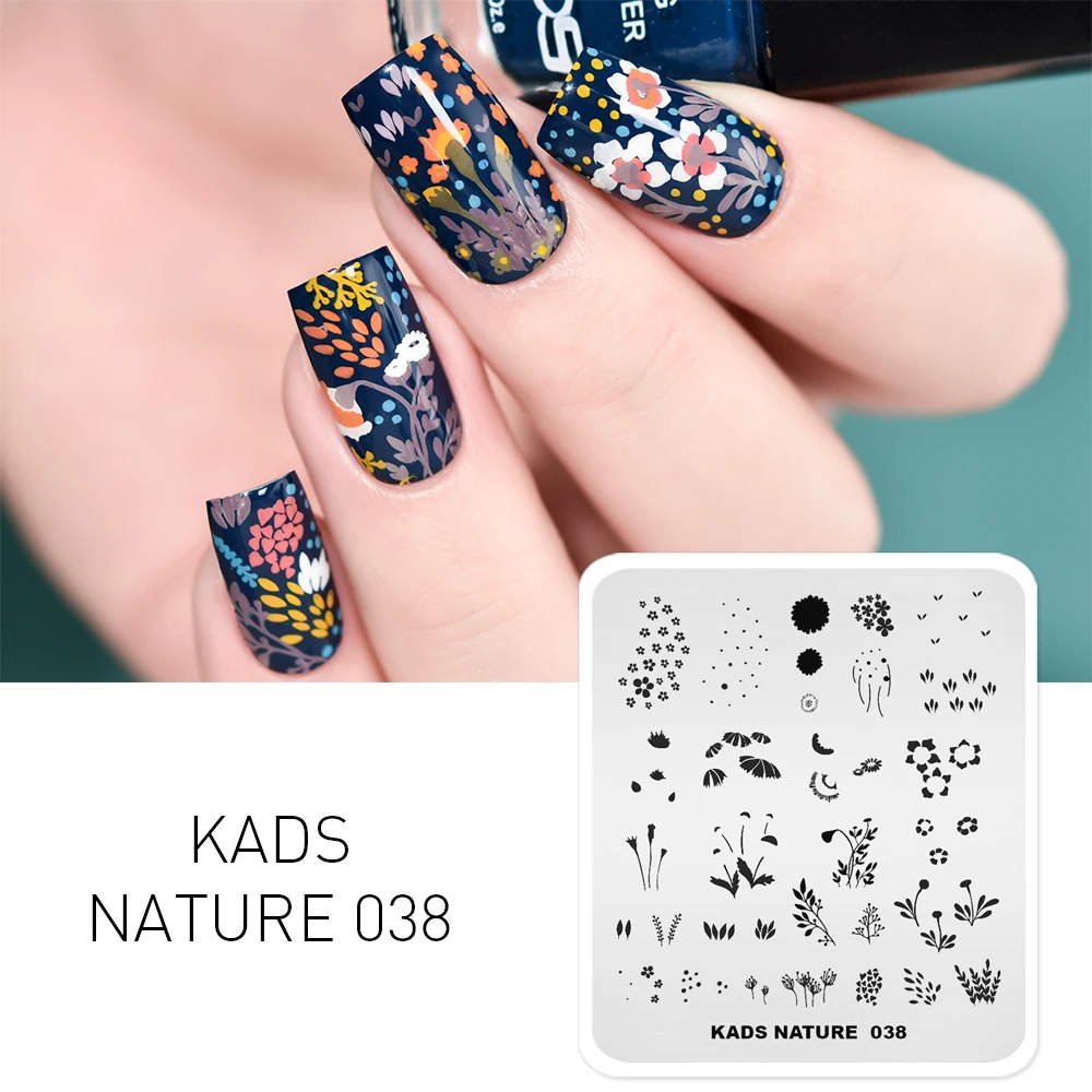 KADS Nail Art Stamp Templates Nature Designs Flower Series Image Nail Stamping Plate Stainless Steel Stencils Manicure Tool