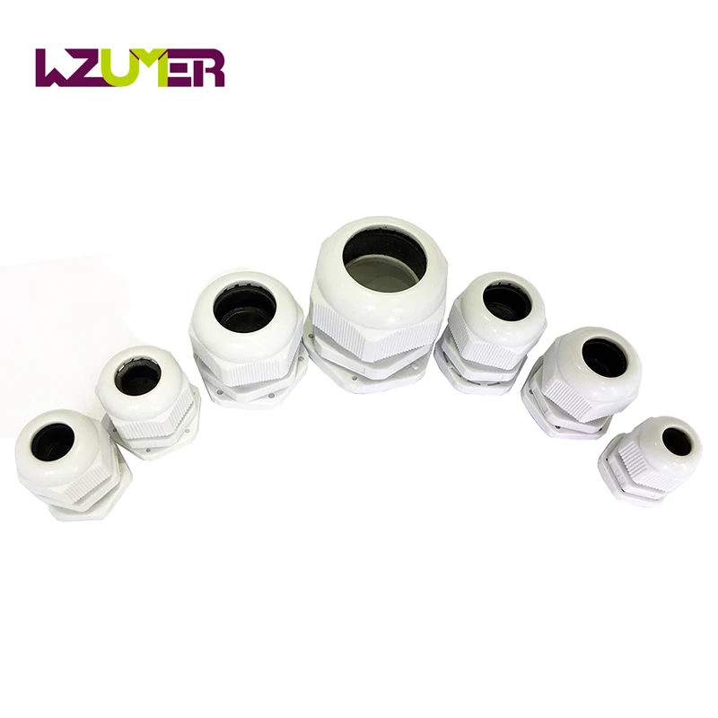 10pcs IP68 Gland PG7 for 3-6.5mm PG9 PG11 PG13.5 PG16 PG21 Wire Cable White Black Waterproof Nylon Plastic Cable Gland Connector