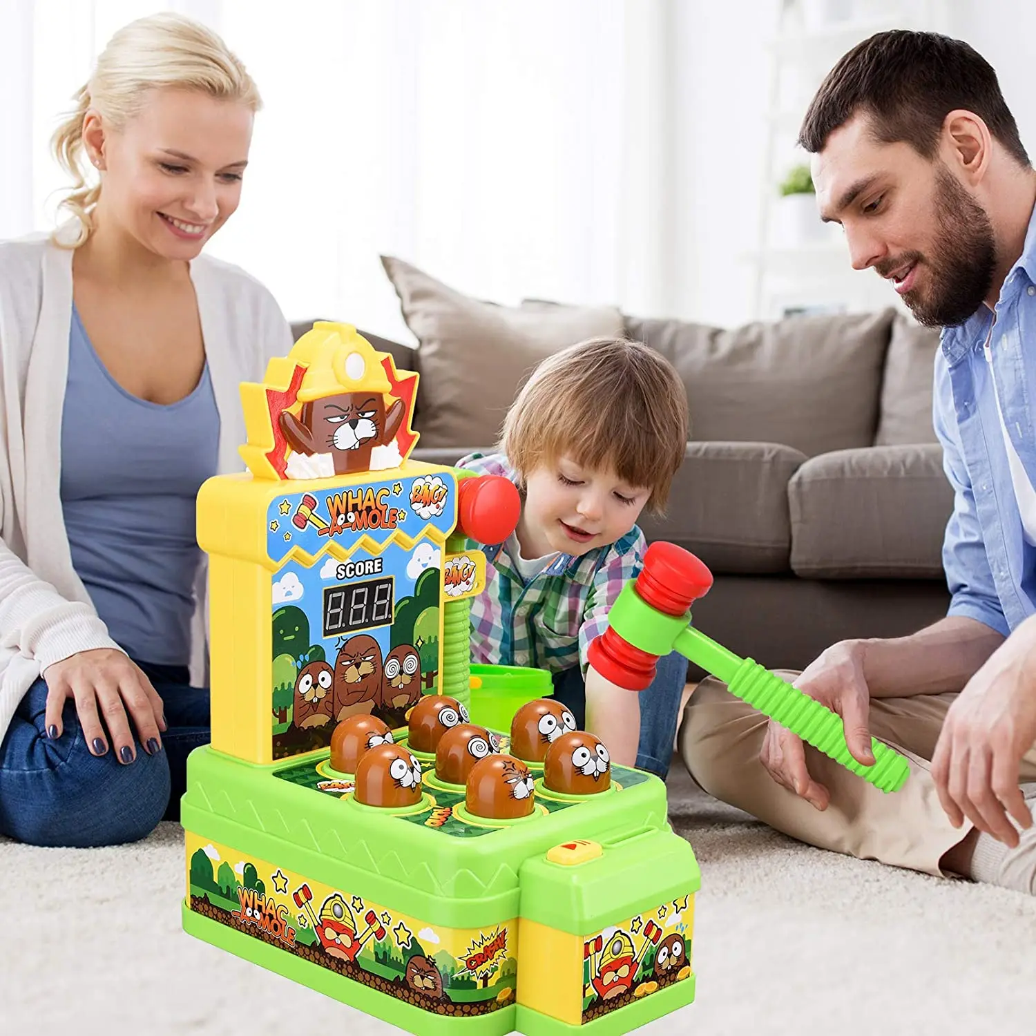 New Whac-A-Mole Toy Children Learning Machine Animal Percussion Toy  For 2 3 4 5 6 Year Old Boys Girls Toys With 2 Hammers