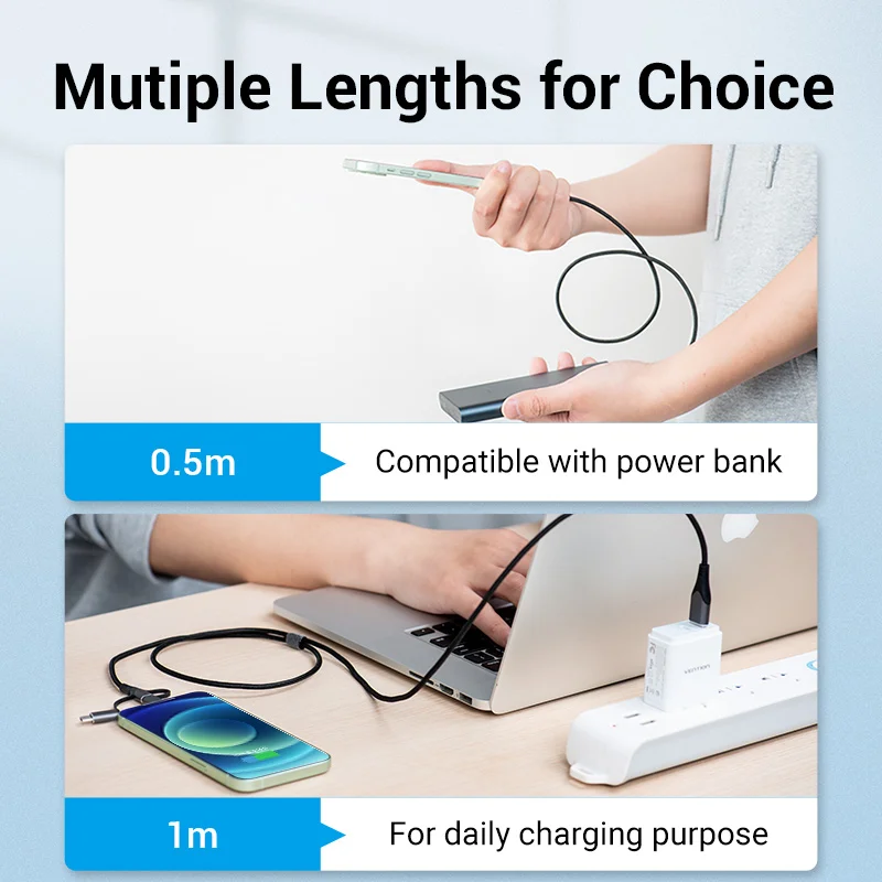 Vention MFi USB кабель для iPhone 12 Pro Max XR 11 3 в 1 быстрое зарядное устройство Lightning шнур для Xiaomi Micro USB кабель для передачи данных Тип C