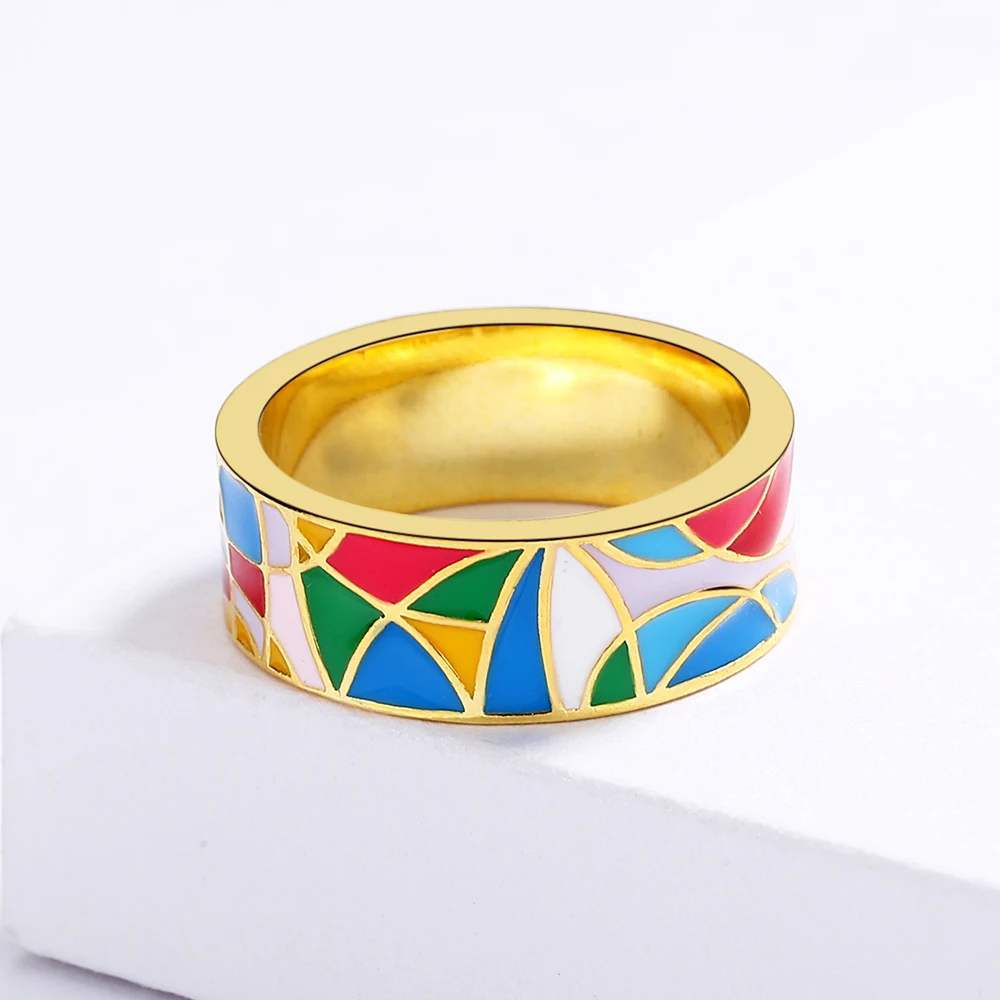 925 Silver Fashion Sweet And Elegant Rainbow Geometric Ring Ladies Birthday Party Wedding Engagement Jewelry Gift