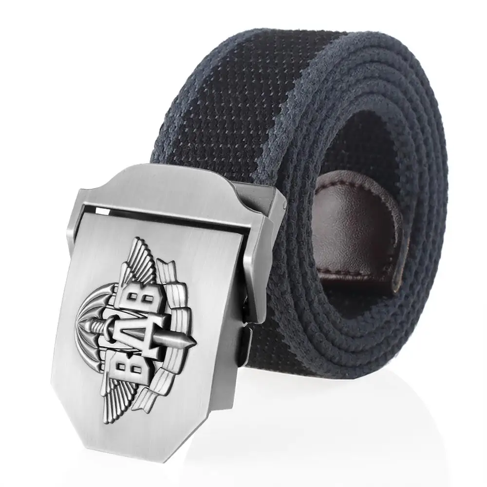 SupSindy Men Canvas Belt 3D Russian Airborne Troops VDV Metal Buckle Jeans Belts for Men Army Military Tactical Belts Male Strap