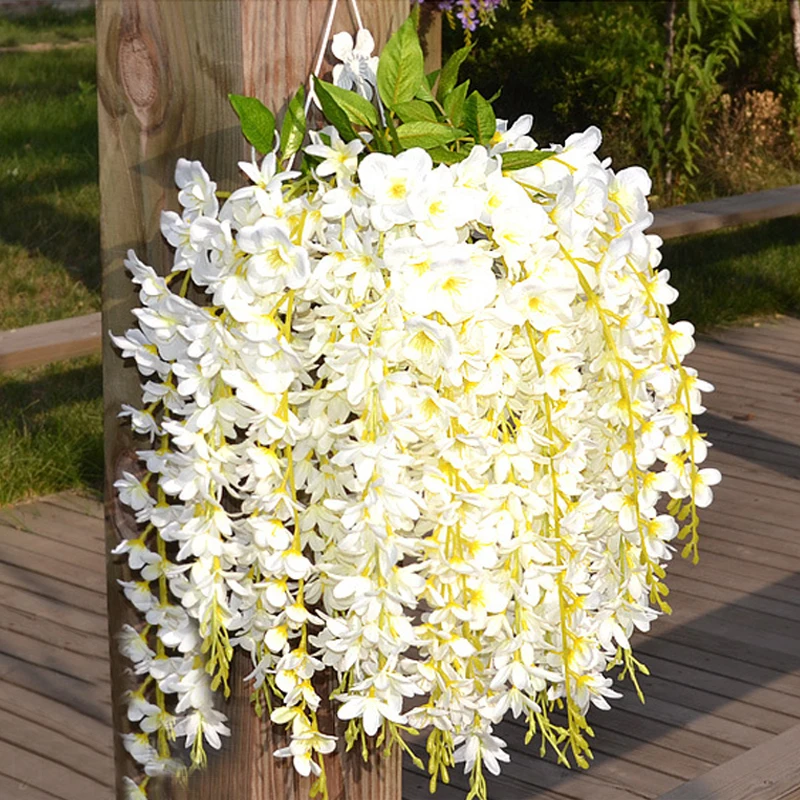 

New 5 head/Bunch Artificial Clove Flower Vines Garland Fake Silk Wisteria Wedding Party Decor Hanging Rattan Home Decorations