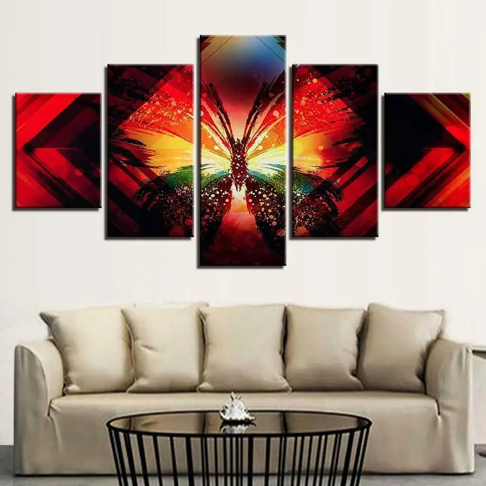 

Psychedelic Butterfly 5 Pcs Modern Home Wall Decor Canvas Picture Art HD Print Painting On Canvas for Living Room No Framed