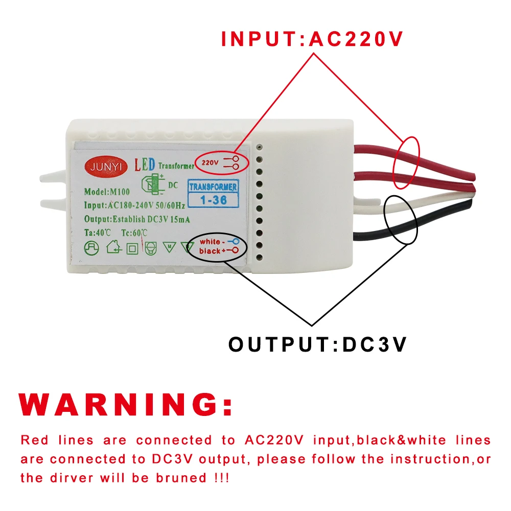 ZHMZH 1-36pcs 40-60pcs 50-80pcs Leds Electronic Transformer LED Controller Power Supply LED Driver 220V To DC3V