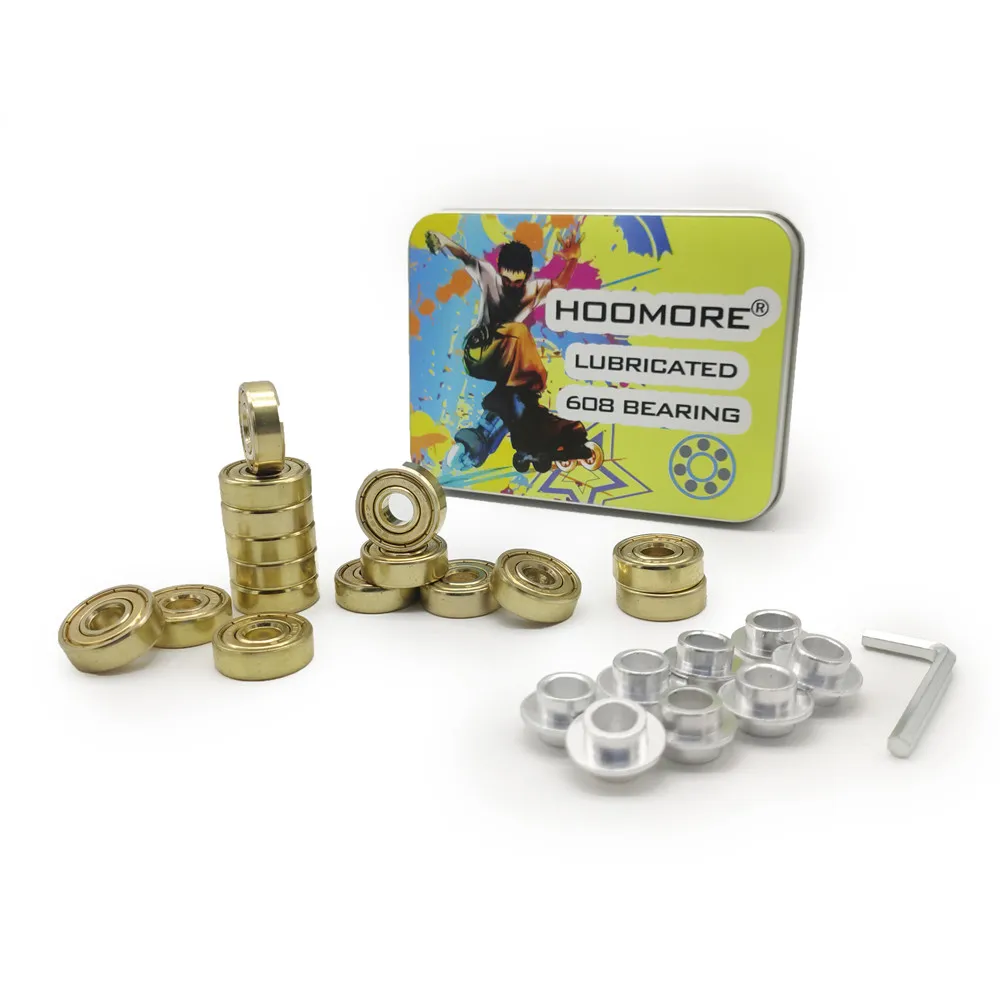 Gold Oil-free High Speed 608zz Skates ABEC9 Bearing for Inline Roller Skates Shoes Skateboard Scooter 608 Bearing Spacer ABEC-9