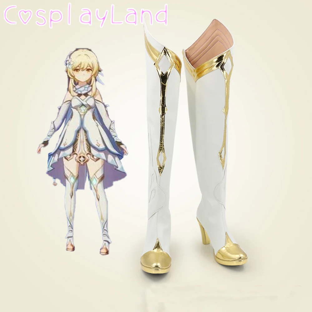 

Game Genshin Impact Lumine Cosplay Boots Shoes Leather Shoes Cosplay Accessories Halloween Party Shoes for Women Long Shoes