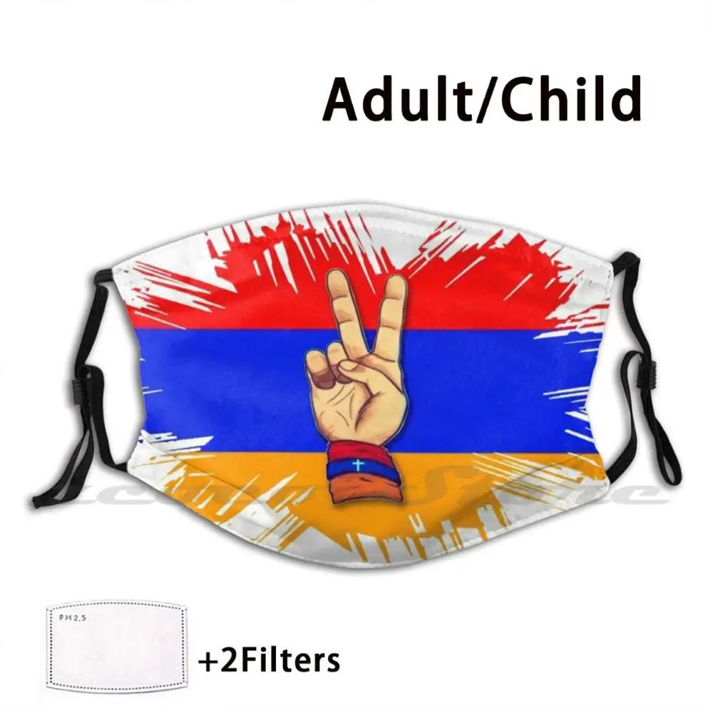 

Viva Armenia   Custom Pattern Washable Filter Pm2.5 Adult Kids Mask Sign Armenian Flag Armenian Tricolor