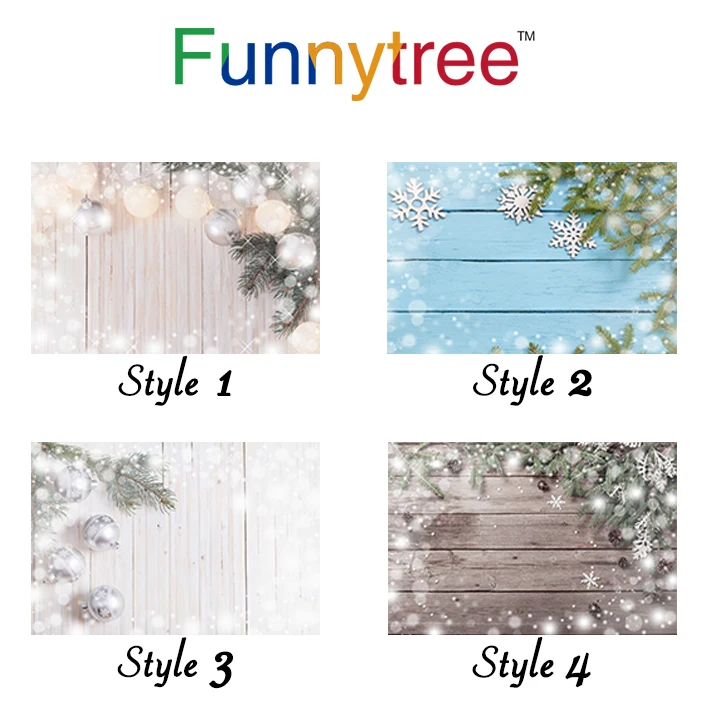 Funnytree photography backdrop Christmas wood wall floor small size vinyl winter photo background studio photophone photocall