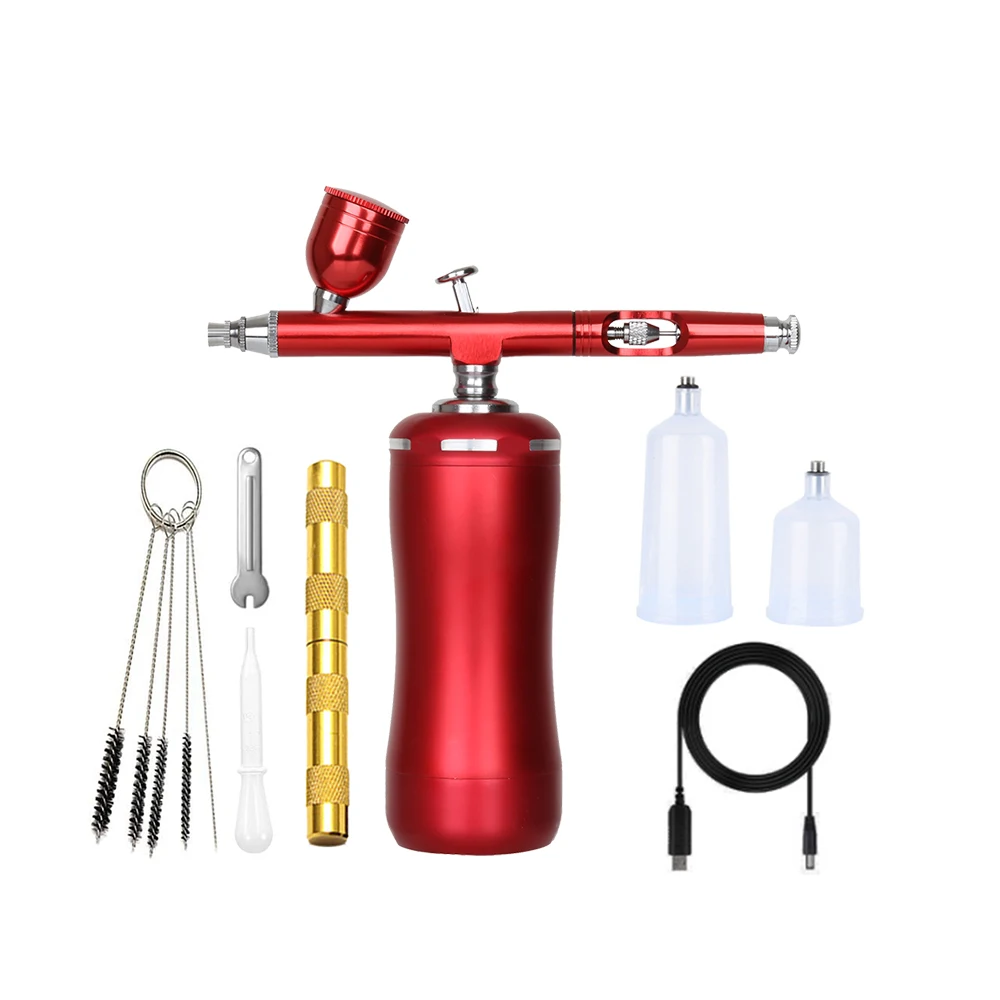 

RIBO Automatic Airbrush Kit with Dual Action Air Brush Gun Cordless Single Piston Compressor For Food Decoration