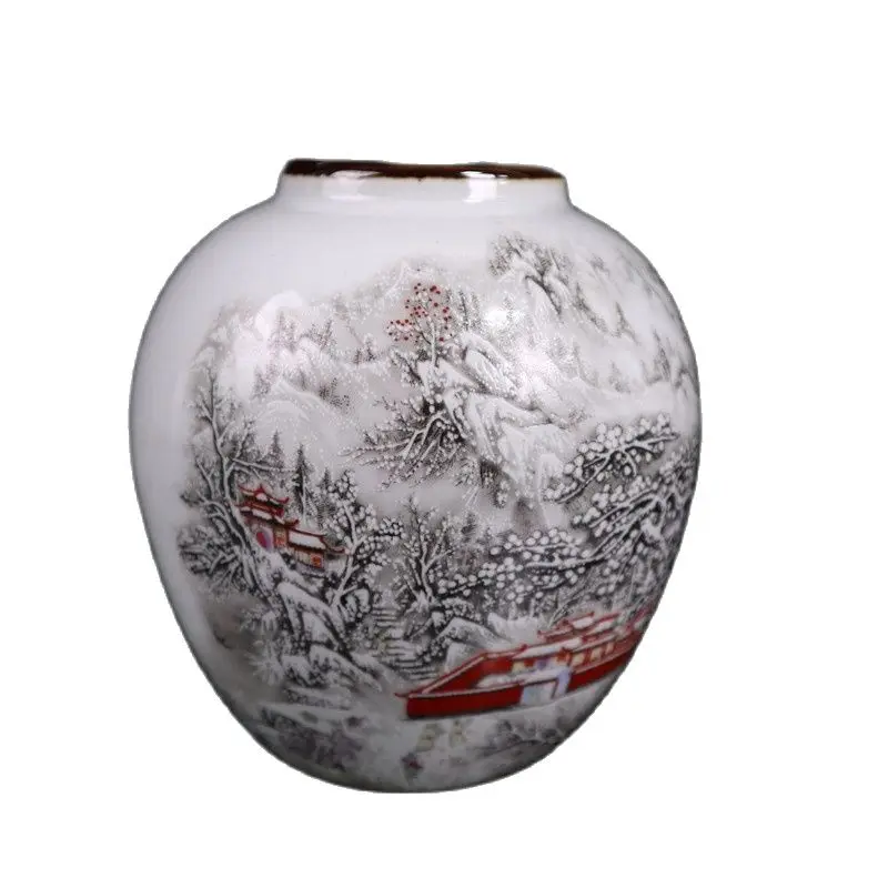 China Old Porcelain Pastel Snow Picture Pattern Pot