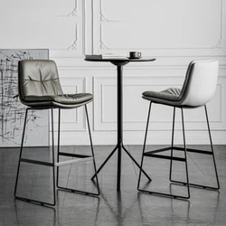 Chaise de bar à dossier en cuir de style nordique, tabouret haut en fer léger, chaise de bar en flanelle simple et moderne, tabouret de café familial, luxe