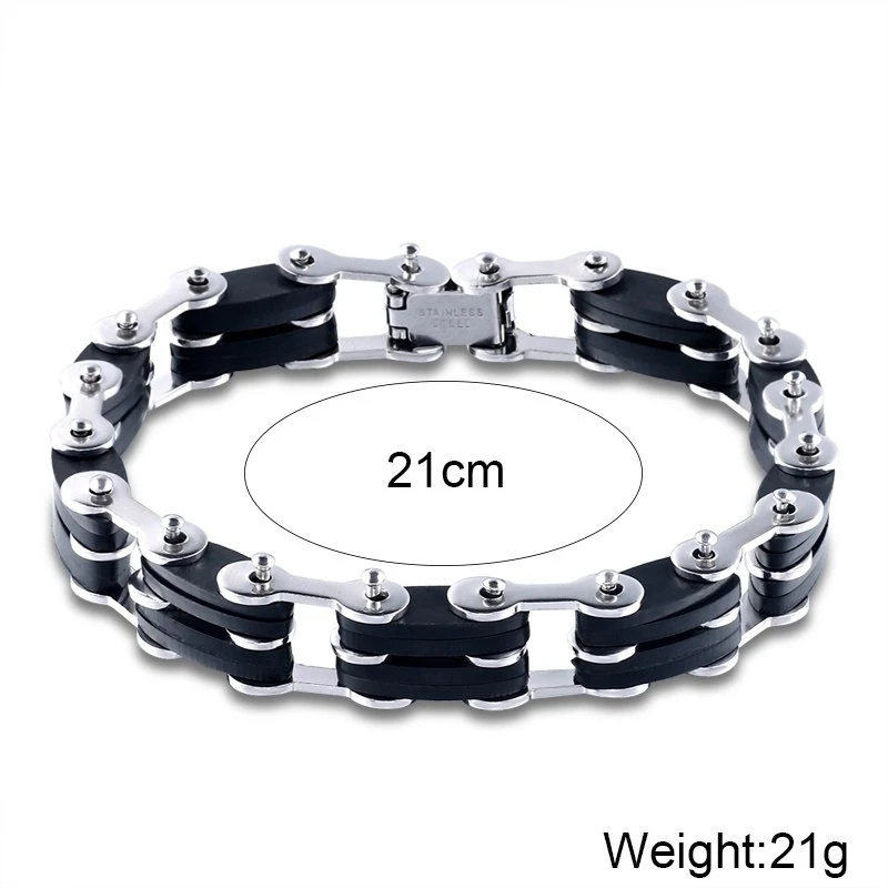 2024 Trend Jewelry Vintage Stainless Steel Bicycle Chain Bracelet Men Personalized Multilayer Silver Color Cuff Bracelet Pulsera