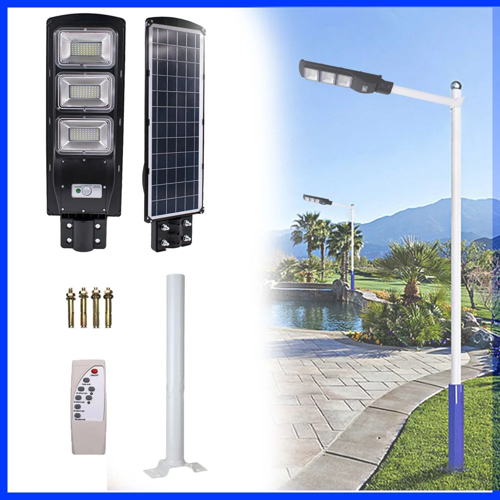 90W COB Solar Street Light LED Outdoor IP67 Dusk-to-Dawn ABS Area Road Spotlight