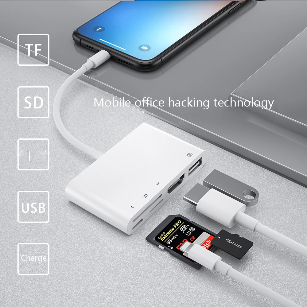 Lightning To 1080P HDMI-Compatible Adapter USB SD TF Card Reader AV TV OTG Adapter For iPhone X XR XS 11Pro Max SE iPad