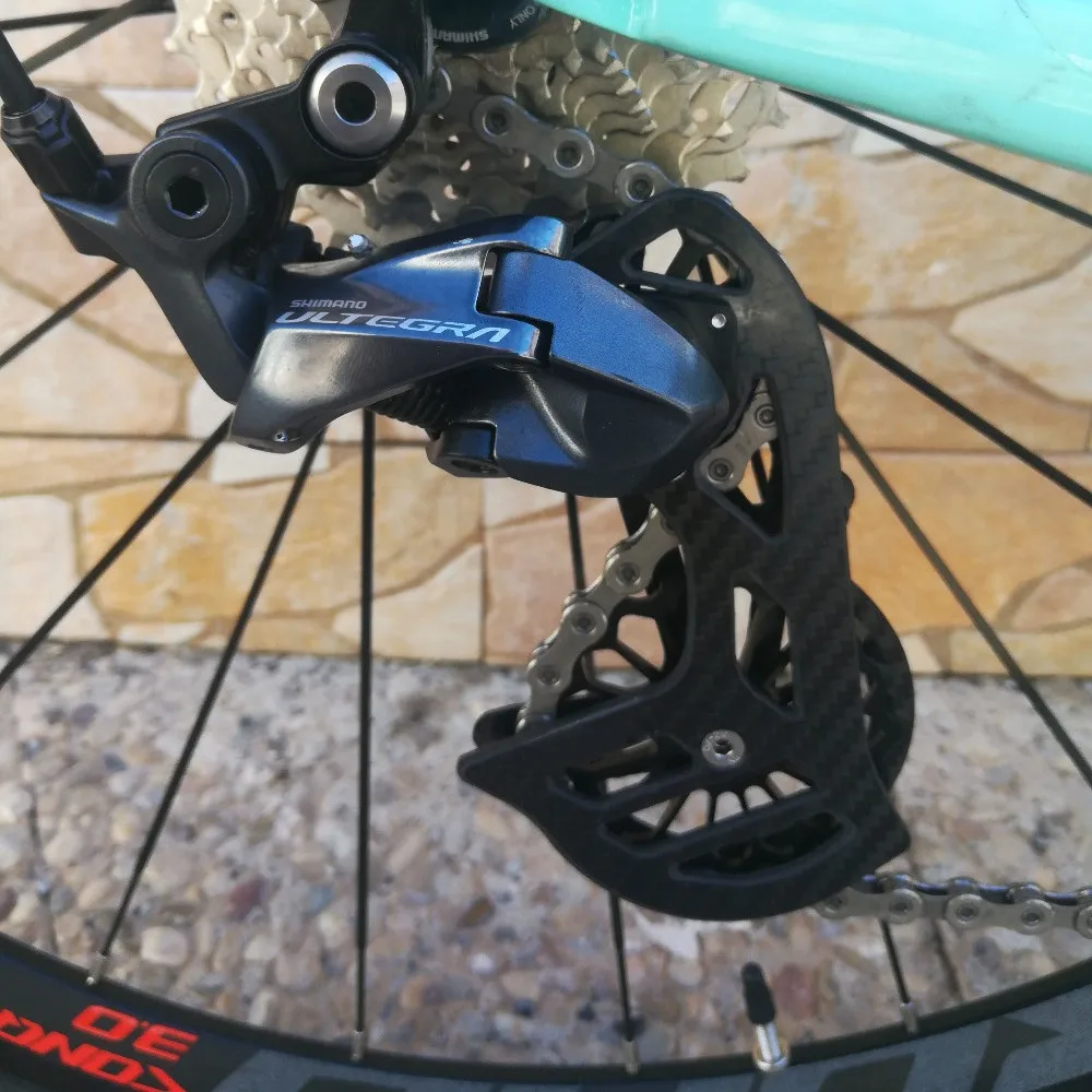 Bicicleta de fibra carbono cerâmica traseira desviador 13t 17t roda guia polia para shimano 6800 r7000 r8000 r9000 acessórios da bicicleta