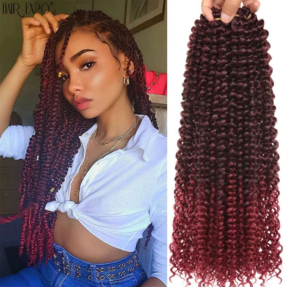 22inch Passion Twist Crochet Hair Synthetic Crochet Braids Hair Extensions Pre-Looped Water Wave For Black Women Hair Expo City