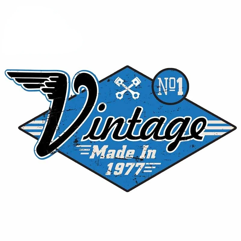 Art Pattern Retro Distressed Aged Vintage Made In 1977 1997 Biker Style Motif External Vinyl Car Sticker Decal Kk13*7cm