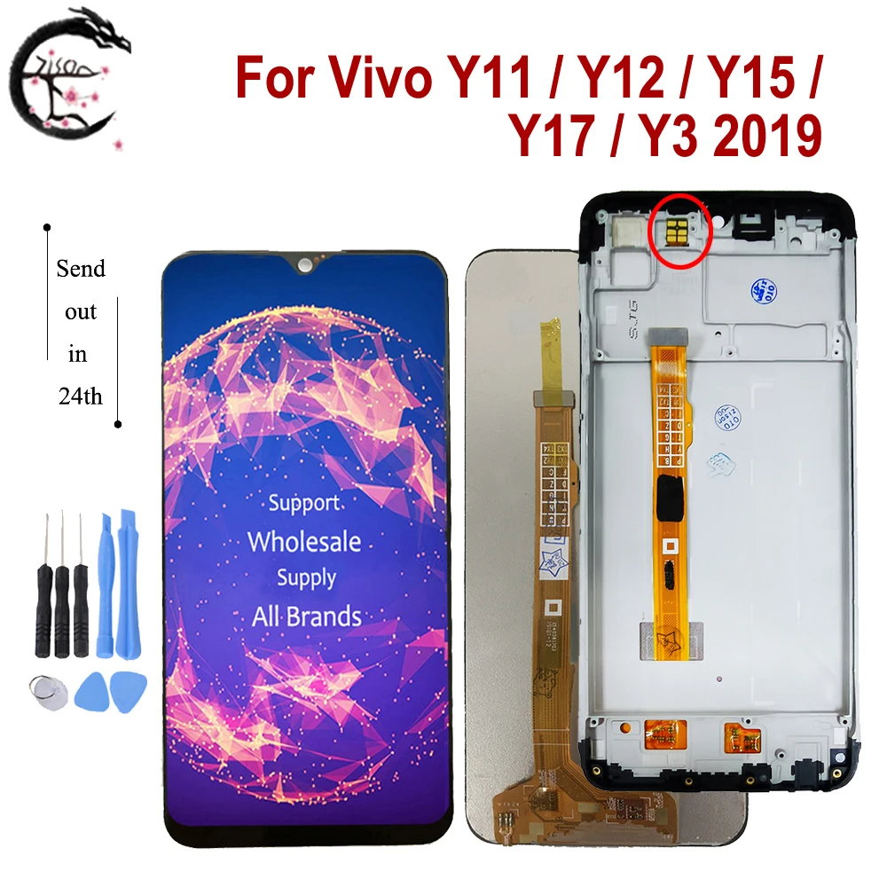 LCD With Frame For Vivo Y11 Y17 Y15 Y12 Y3 2019 LCD Display Screen Touch Digitizer Assembly 1902 1904 1906 Display Replacement