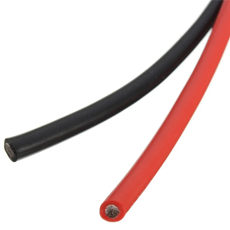 2M Two Wires 12/16/18/20/26/28/30AWG Silicone Wire SR Wire Flexible Stranded Copper Electrical Cables 1M black+1M Red For RC