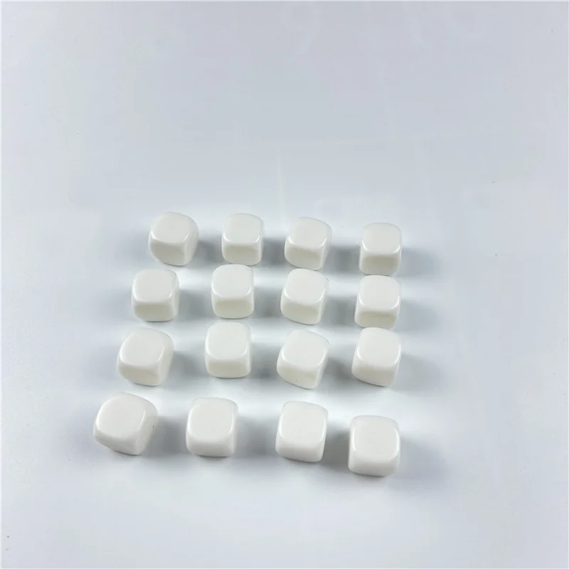 10pcs White 10/12/14/16/18/20mm Blank Dice Acrylic Rounded Corner D6 Blank RPG Dice Can Write DIY Carving Children Teaching Dice