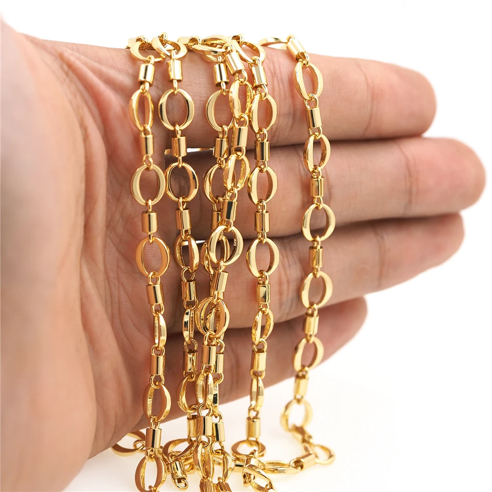 Men's Gold Filled Semi-finished Chain Necklace Oval Chain Link Copper Jewelry Necklace Men's Accessories