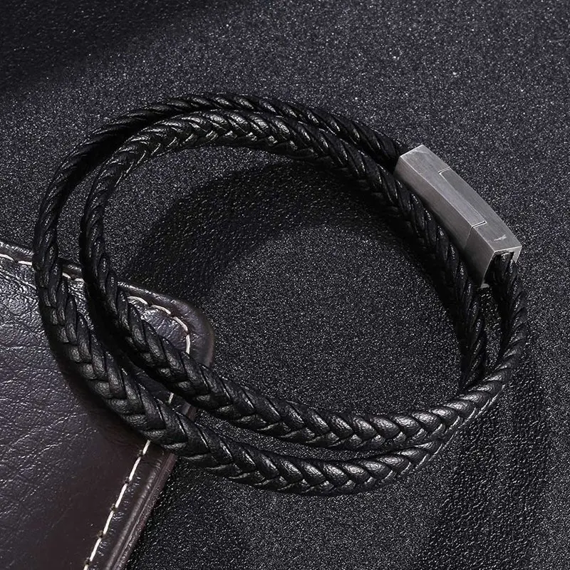 Handmade Rope Winding Stainless Steel Men's Leather Bracelet Selection Men's Classic Winding Bracelet Accessories Gift BB1056