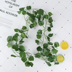 2.4M Artificial Ivy Green Silk Artificial Hanging Vines Leaf Plants Artificial Rattan Liana Wall Leaves DIY Wall Decor Plants