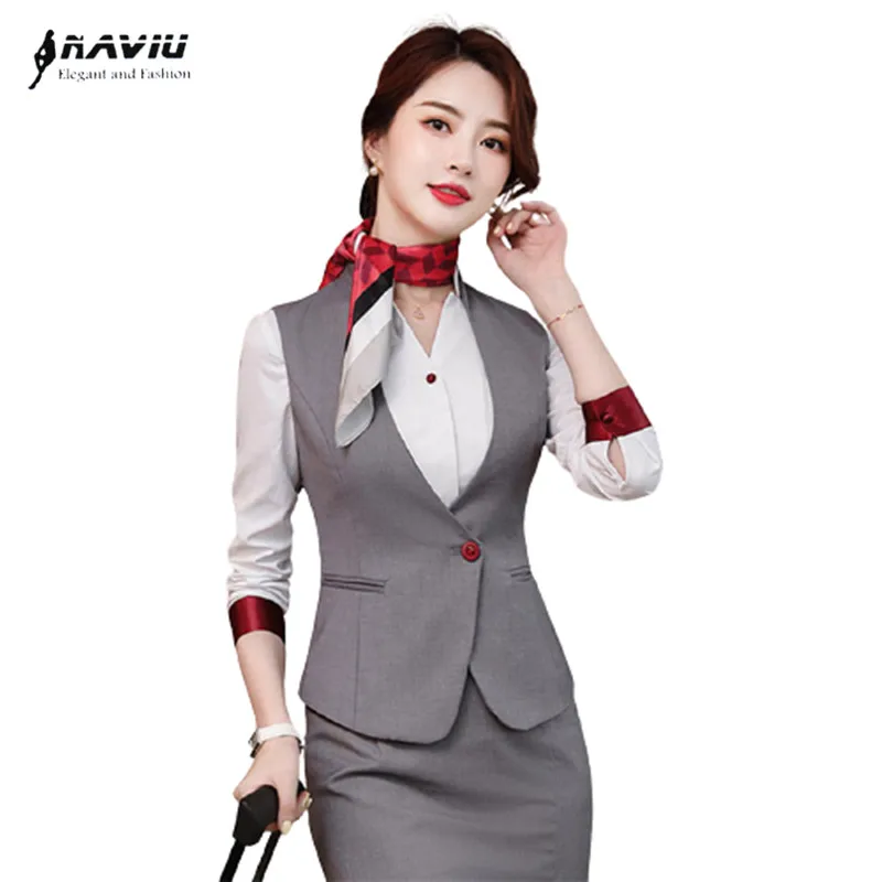 Gray Professional Vest Women High End Business Formal Fashion OL Temperament Slim Work Coat